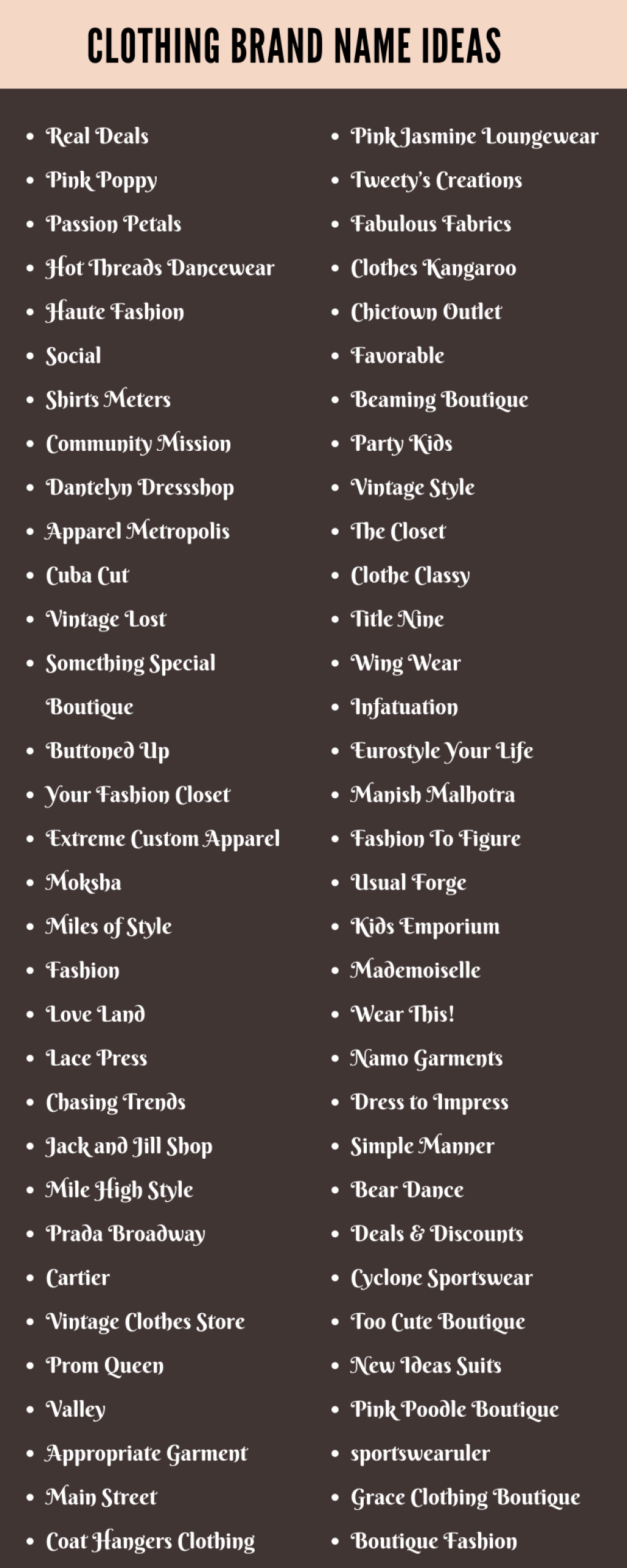 Picture of: Clothing Brand Names Ideas to Spark Your Creativity